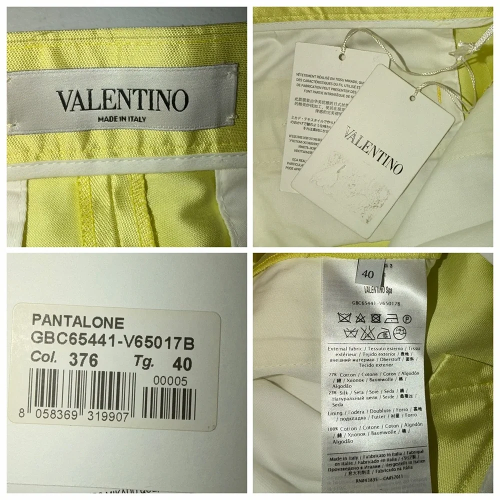 VALENTINO Mikado Silk Blend Pants Chartreuse Yellow Green IT40 US4 NWT ⚪️ - Picture 14 of 14